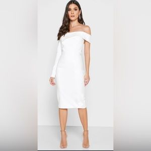 NWT long sleeve bardot midi dress - white